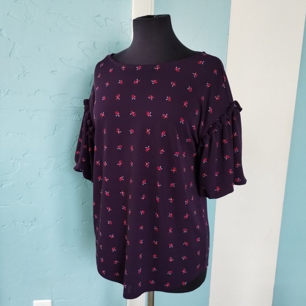 Ann Taylor Purple Floral Top - Picture 3 of 10